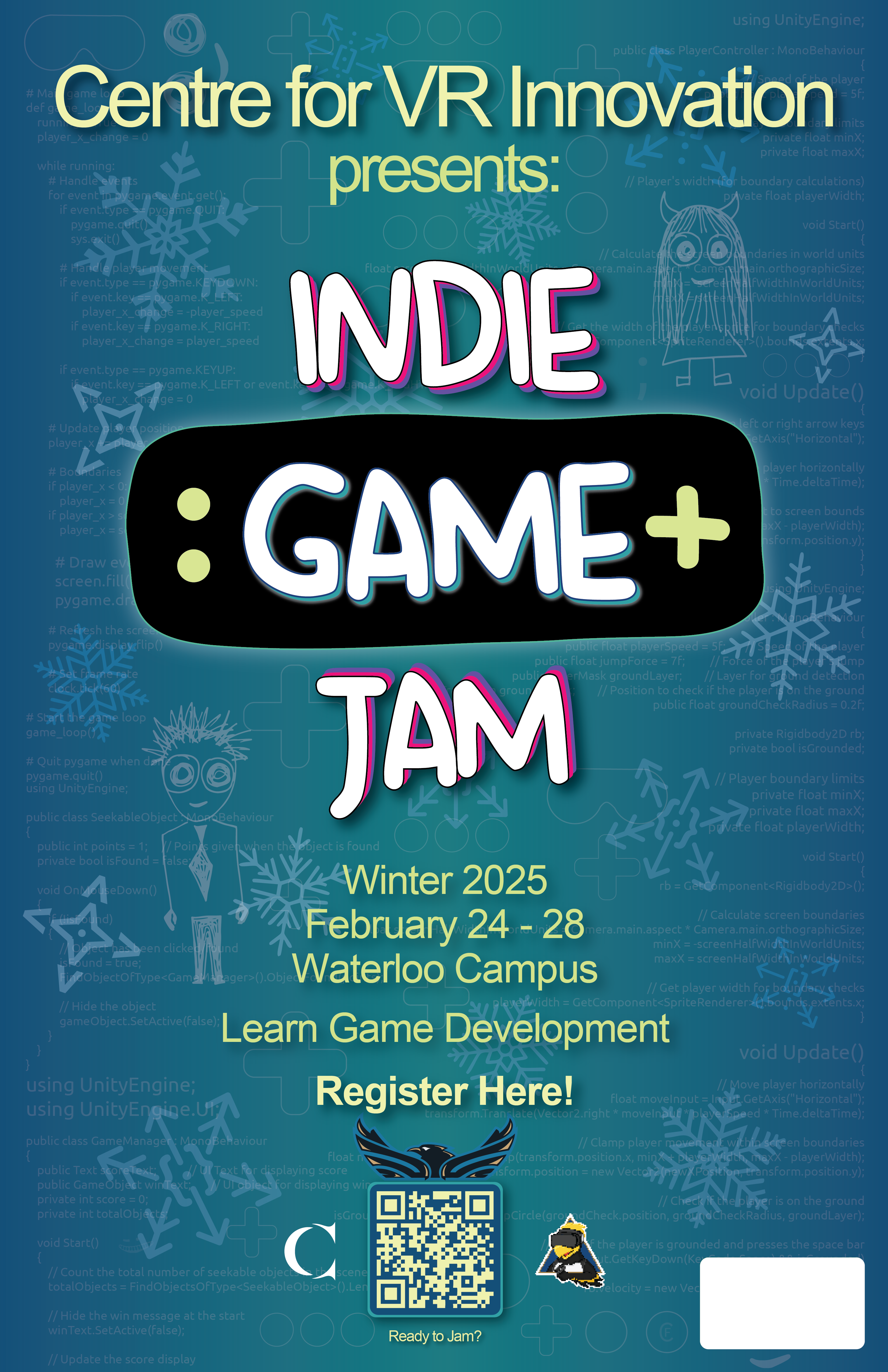 Indie Game Jam poster for Winter 2025