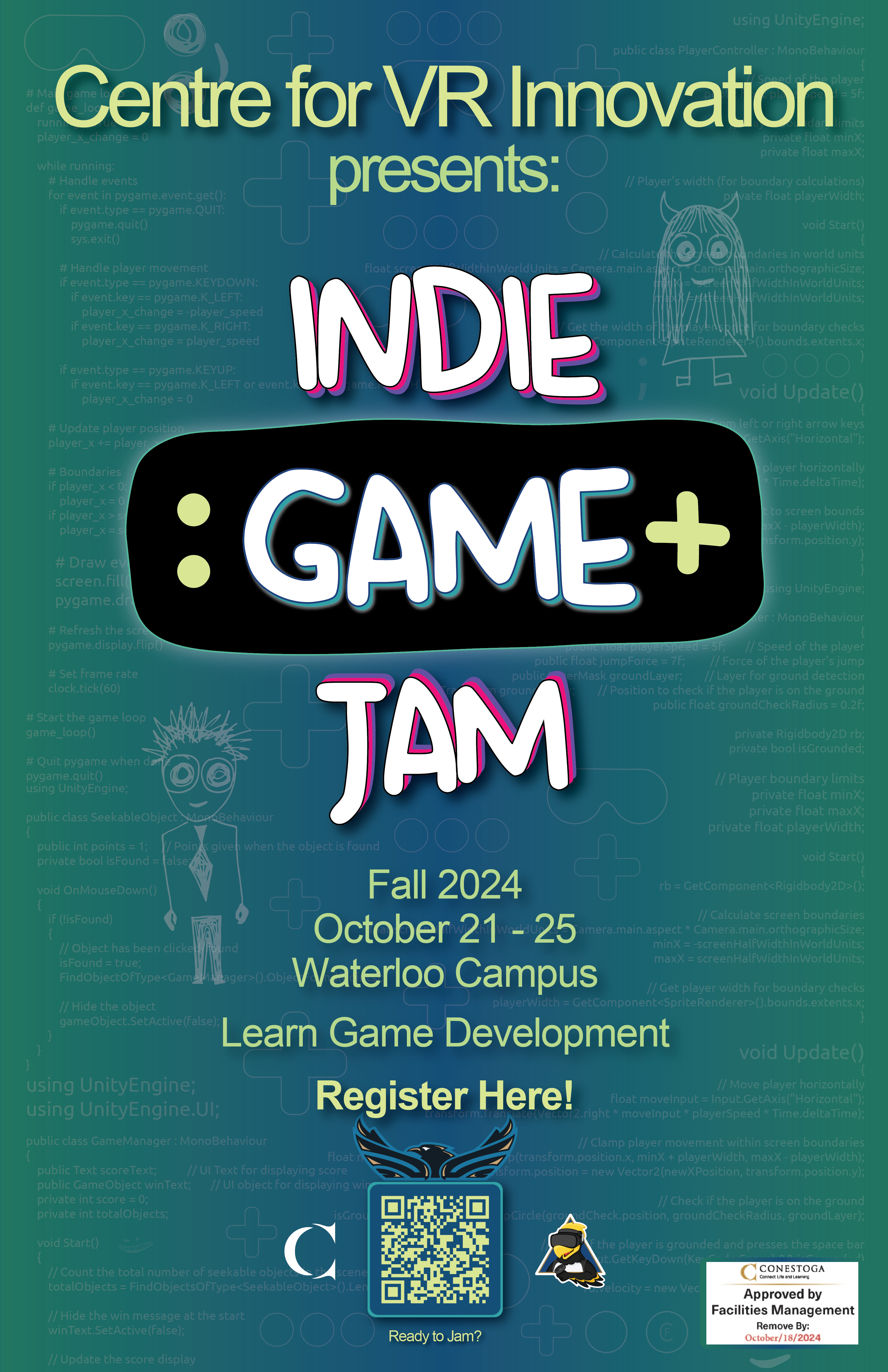 Indie Game Jam poster for October 2024