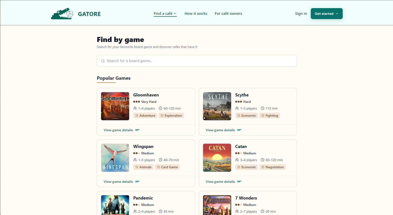 Discovery and browse by game page