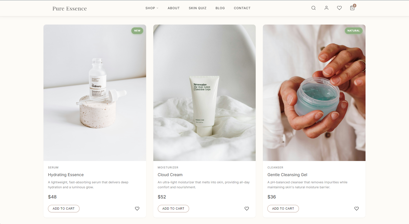 Pure Essence best sellers product grid