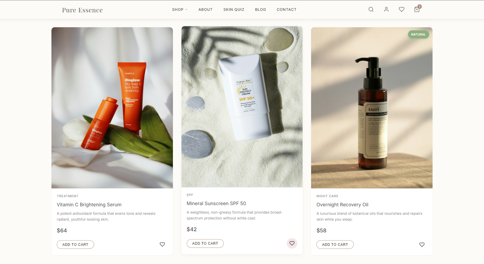 Pure Essence additional product grid